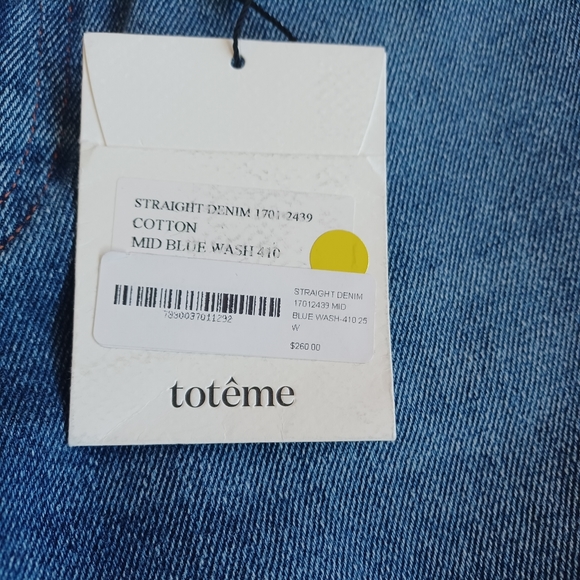 NWT Toteme Straight Leg Denim Mid Blue Wash Jeans 25/32. Inseam 26" - Picture 9 of 11